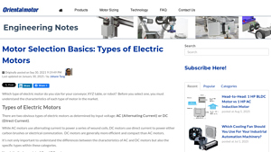 Oriental Motor - Electric Motors Overview