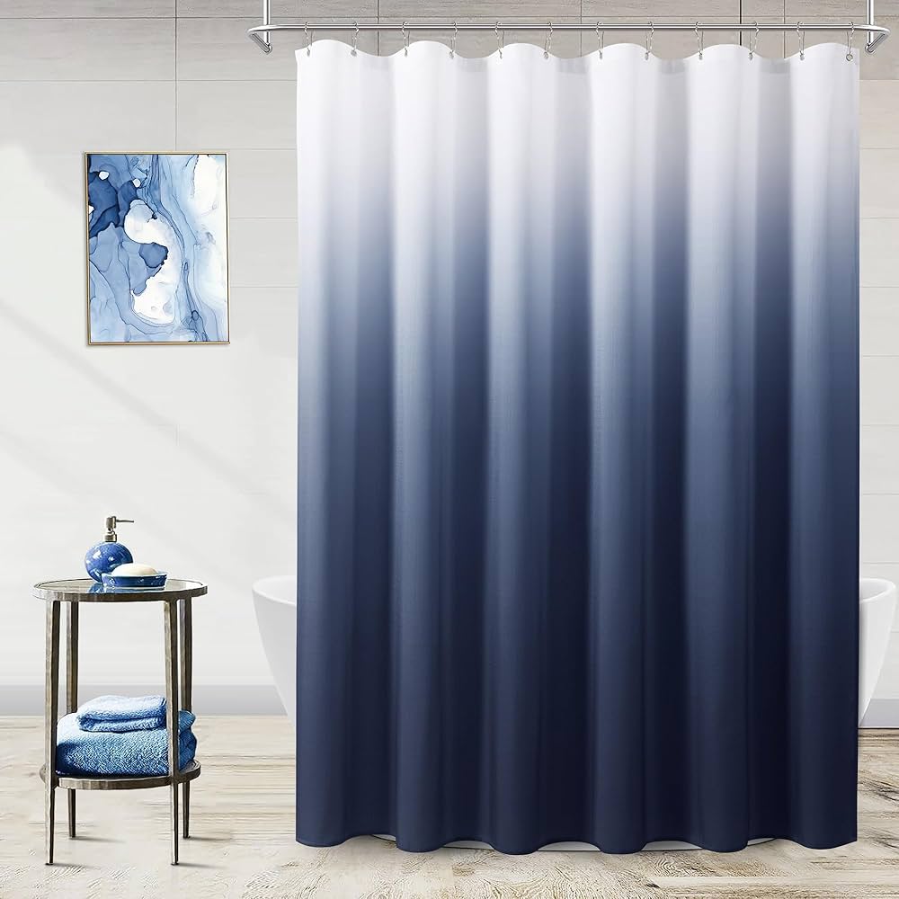 An application scenario or product detail of blue and white shower curtains - Image 10