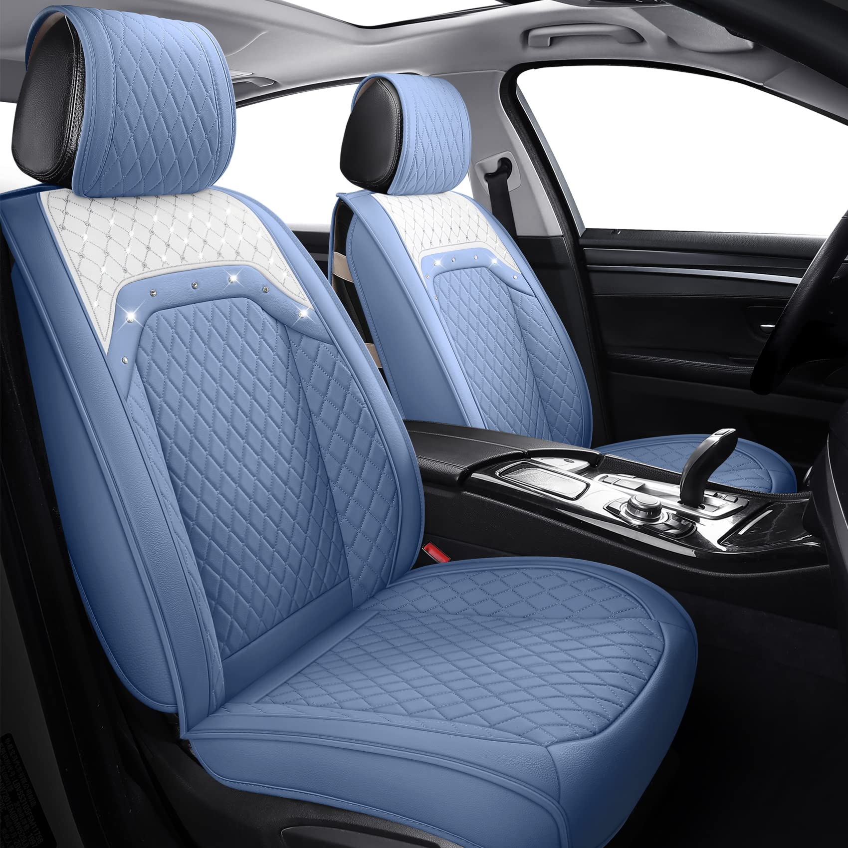 An application scenario or product detail of blue rhinestone seat cover full set - Image 11