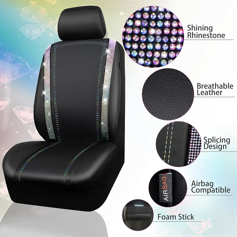 An application scenario or product detail of blue rhinestone seat cover full set - Image 23