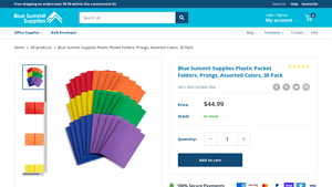 Blue Summit Supplies - Plastic Two Pocket Folders 30 Pack