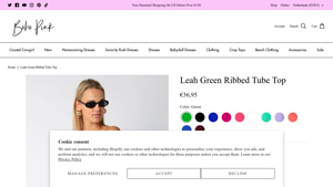 Bohopink - Leah Green Ribbed Tube Top