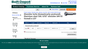 Bolt Depot - Stainless Steel 316 Shoulder Bolts