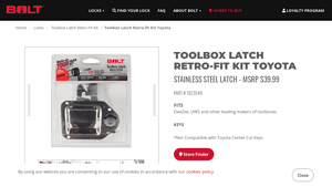 Bolt Lock - Toolbox Latch Retro-fit Kit Toyota