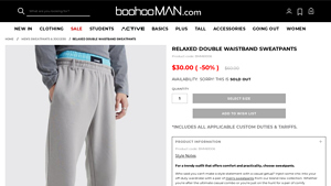 Boohooman - Relaxed Double Waistband Sweatpants
