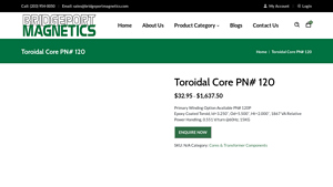 Bridgeport Magnetics - Toroidal Core PN# 120