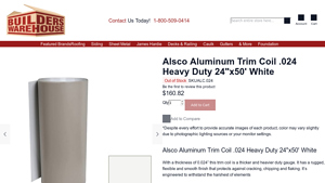 Alsco - Aluminum Trim Coil .024 Heavy Duty 24x50' White