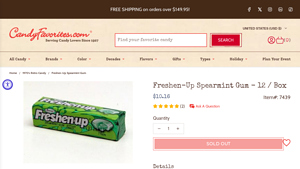 Candy Favorites - Freshen-Up Spearmint Gum