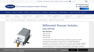 Carrier - Differential Pressure Switches NSA-DIFFER