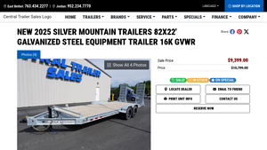 Silver Mountain - 2025 82x22' Galvanized Steel Equipment Trailer