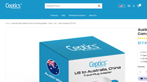 Ceptics - Australia & New Zealand Travel Plug Adapter