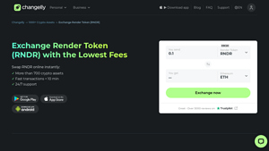 Screenshot of Exchange Render Token (RNDR) with the Lowest Fees - Changelly