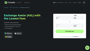 Screenshot of Exchange Axelar (AXL) with the Lowest Fees - Changelly