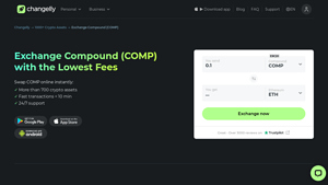 Screenshot of Exchange Compound (COMP) with the Lowest Fees - Changelly