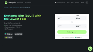 Screenshot of Blur Exchange - Swap Blur (BLUR) with Lowest Fees - Changelly