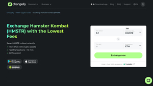 Screenshot of Exchange Hamster Kombat (HMSTR) with the Lowest Fees