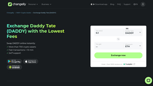 Screenshot of Exchange Daddy Tate (DADDY) with the Lowest Fees - Changelly