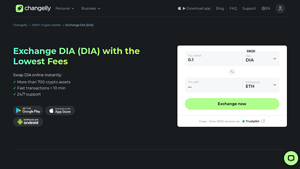 Screenshot of DIA Exchange - Swap DIA (DIA) with Lowest Fees - Changelly
