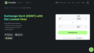 Screenshot of Dent Exchange - Swap Dent (DENT) with Lowest Fees - Changelly
