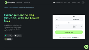 Screenshot of Exchange Ben the Dog (BENDOG) with the Lowest Fees - Changelly