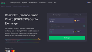Screenshot of Buy & Sell ChainGPT (Binance Smart Chain) - ChangeNOW