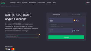 Screenshot of Exchange COTI at the best price | Buy & Sell COTI (ERC20)