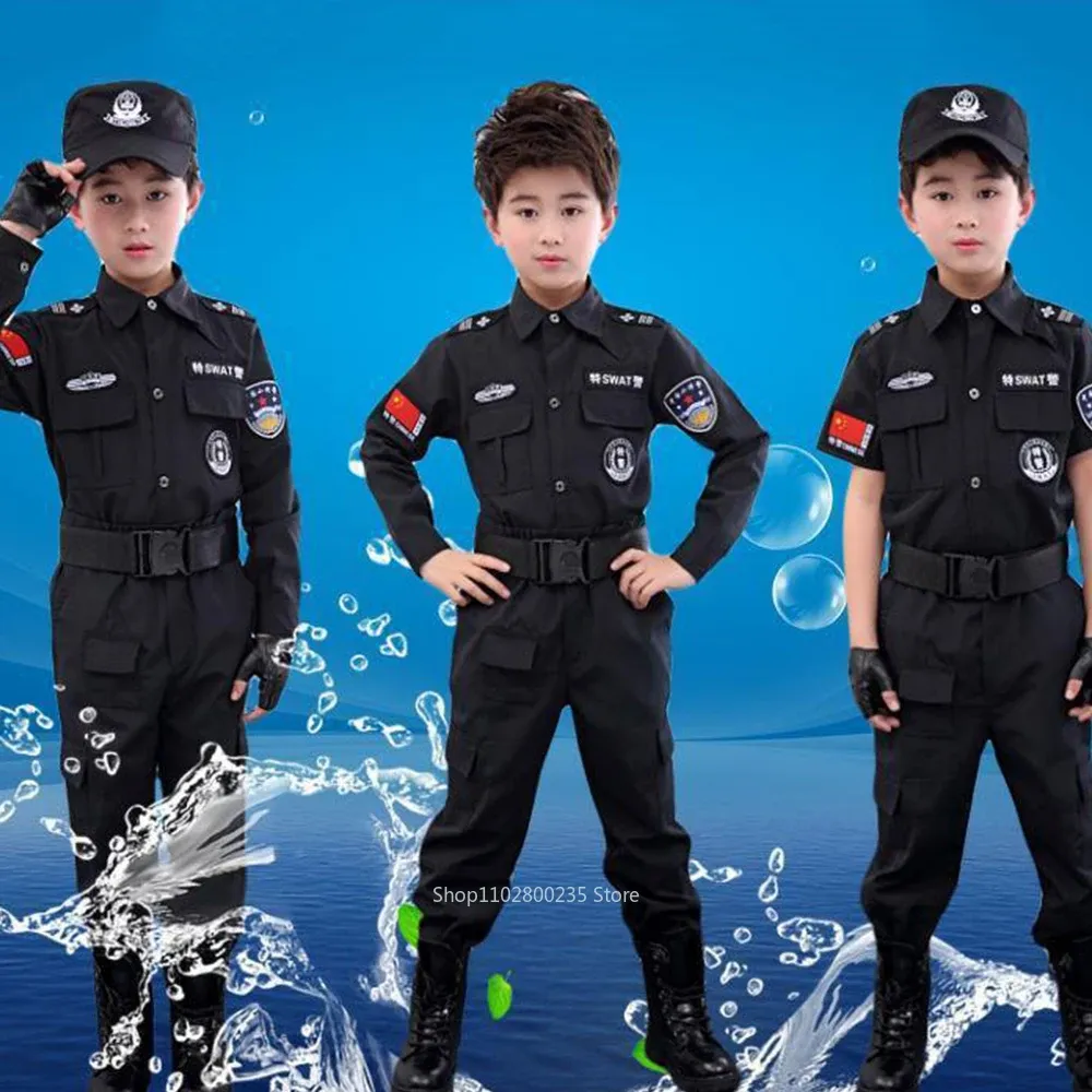 An application scenario or product detail of childrens policeman outfit - Image 1