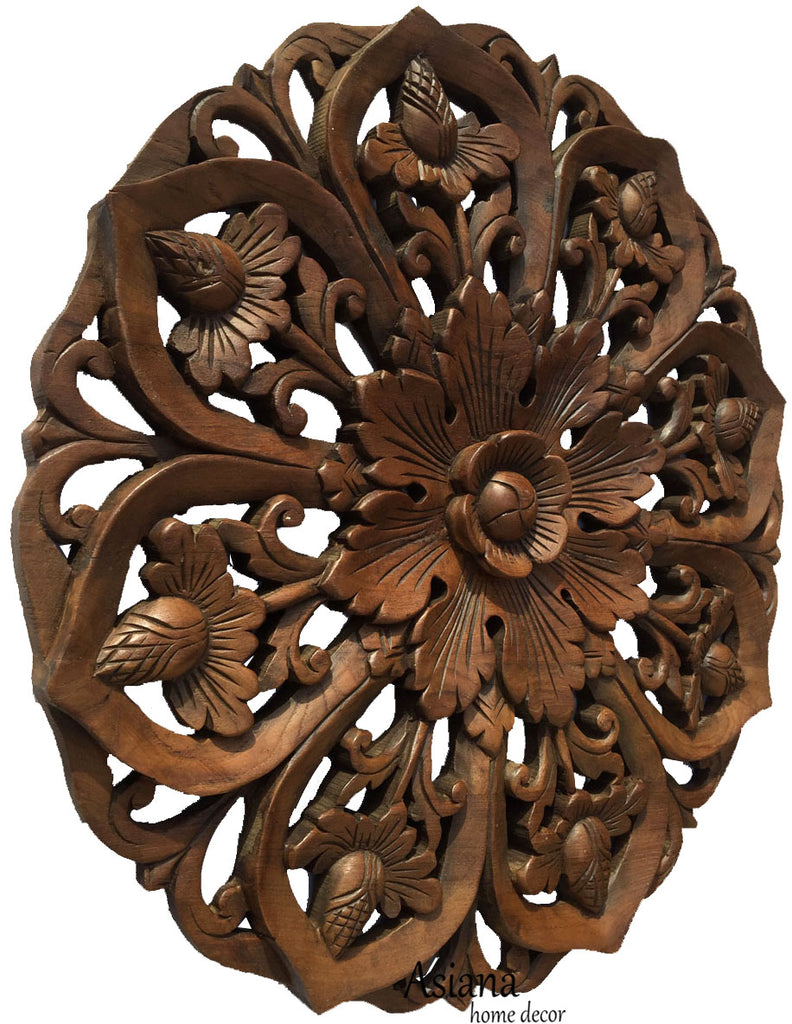 An application scenario or product detail of chinese round wooden carving lotus - Image 3