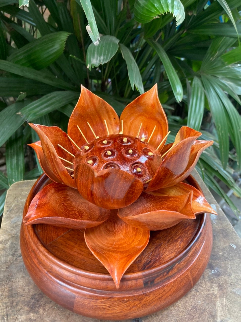 An application scenario or product detail of chinese round wooden carving lotus - Image 4