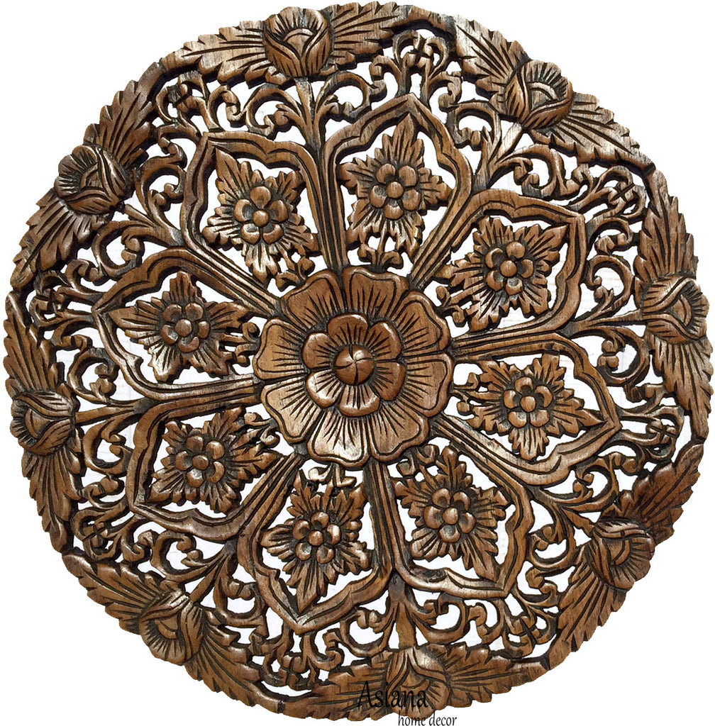 An application scenario or product detail of chinese round wooden carving lotus - Image 6