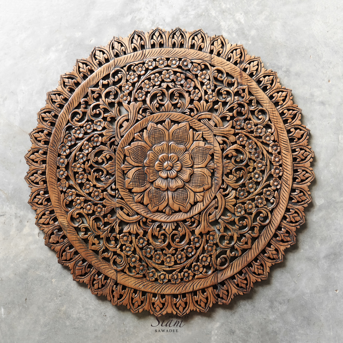 An application scenario or product detail of chinese round wooden carving lotus - Image 10