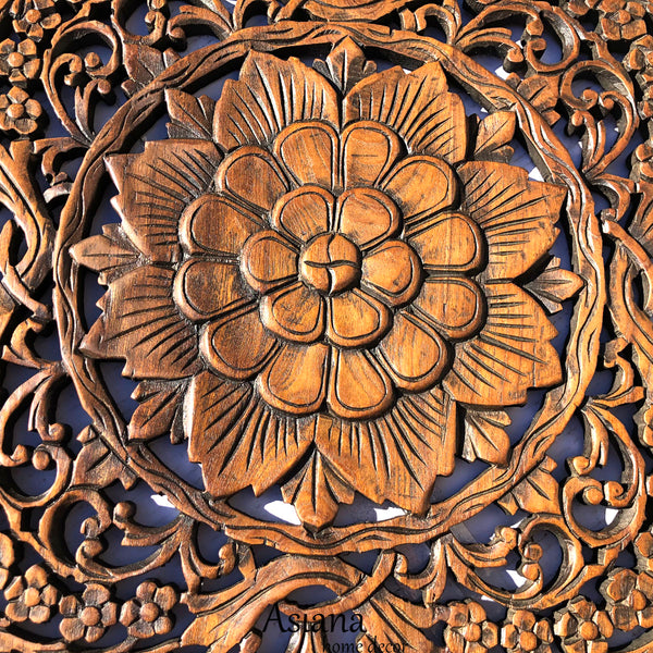 An application scenario or product detail of chinese round wooden carving lotus - Image 18