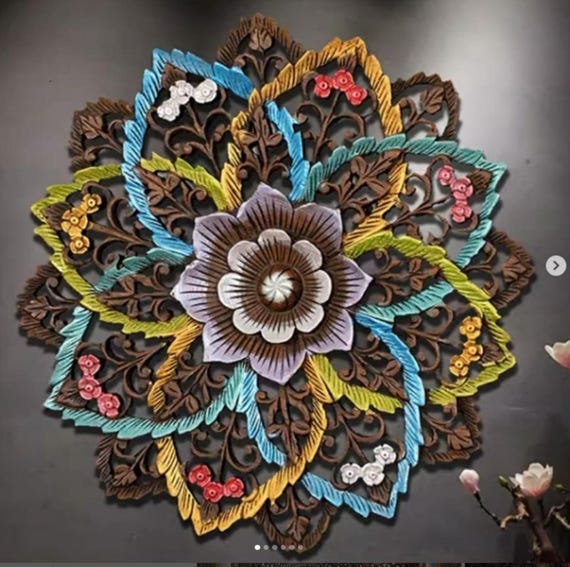 An application scenario or product detail of chinese round wooden carving lotus - Image 20