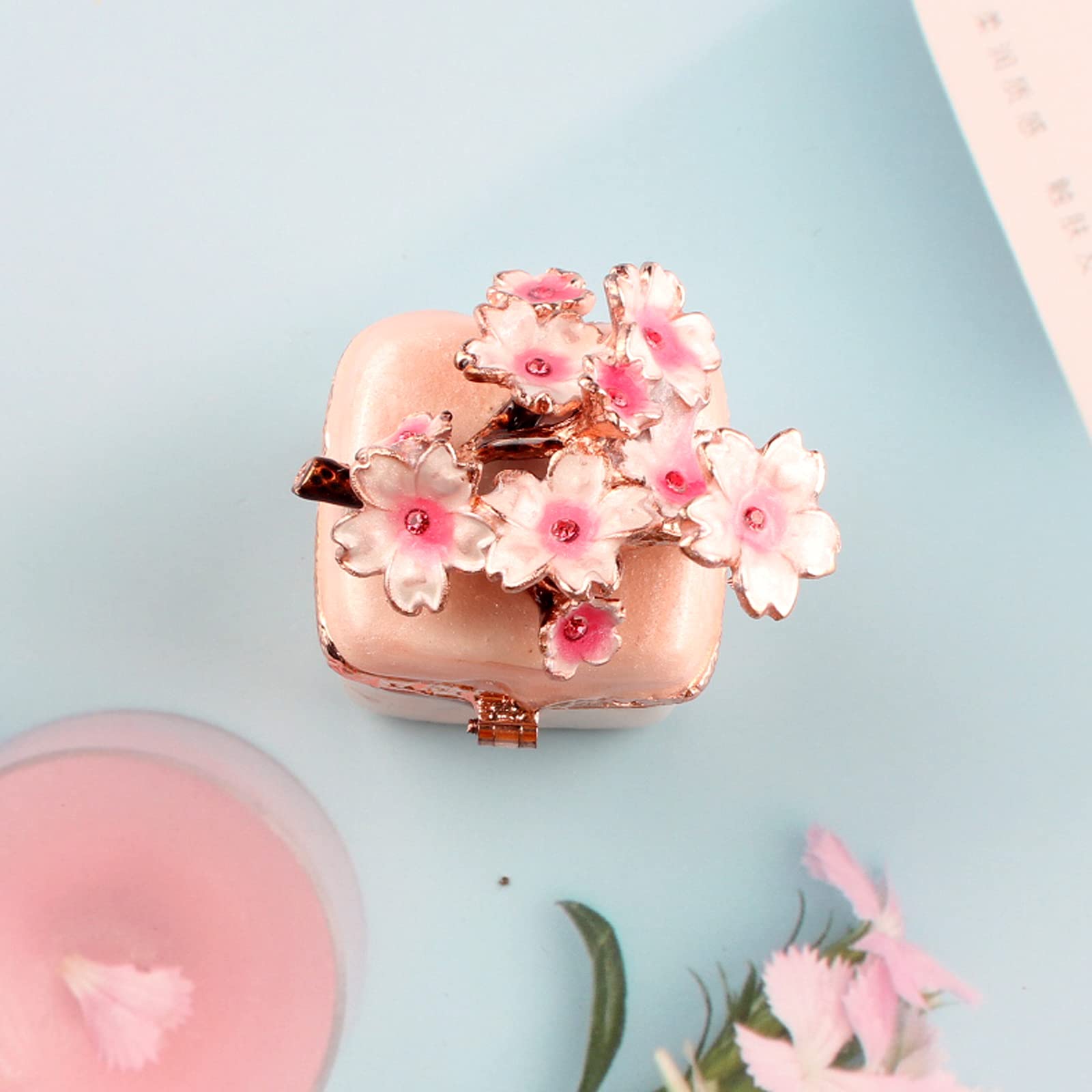 An application scenario or product detail of classic vintage cherry blossom trinket box square - Image 3