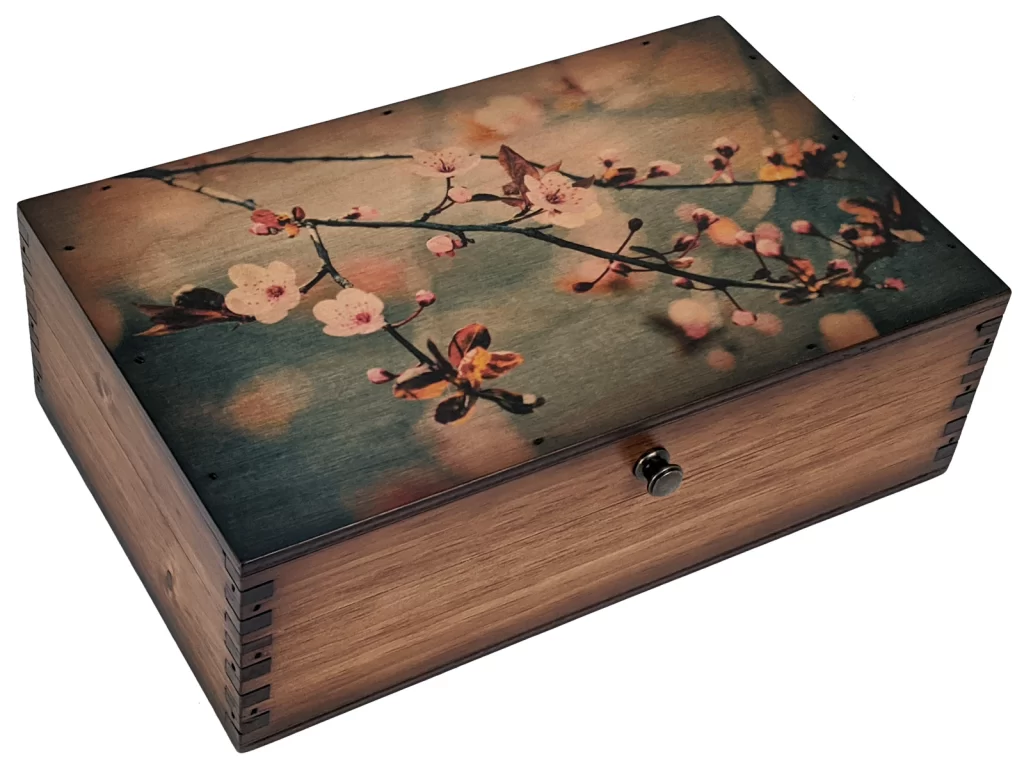 An application scenario or product detail of classic vintage cherry blossom trinket box square - Image 13