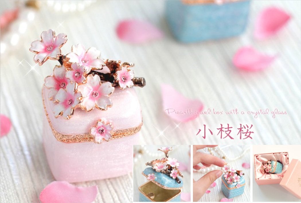 An application scenario or product detail of classic vintage cherry blossom trinket box square - Image 16