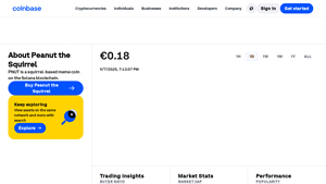 Screenshot of Peanut the Squirrel Price, PNUT Price, Live Charts, and Marketcap