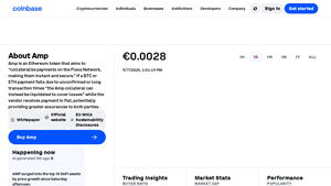Screenshot of Amp Price, AMP Price, Live Charts, and Marketcap - Coinbase