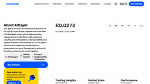 Screenshot of Altlayer Price, ALT Price, Live Charts, and Marketcap - Coinbase