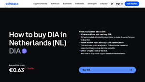 Screenshot of How to Buy DIA (DIA) in United States - Coinbase
