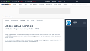 Screenshot of Bubbles Exchanges - Buy, Sell & Trade BUBBLE - CoinCodex