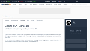 Screenshot of Caldera Exchanges - Buy, Sell & Trade CDA - CoinCodex
