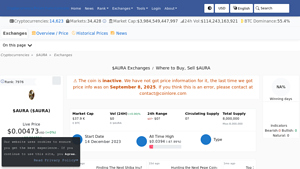 Screenshot of $AURA ($AURA) Exchanges - Where to Buy,Sell,Trade | CoinLore