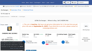 Screenshot of CHEEMS INU ($CINU) Exchanges - Where to Buy,Sell,Trade