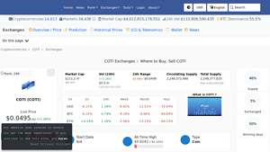 Screenshot of COTI (COTI) Exchanges - Where to Buy,Sell,Trade - CoinLore