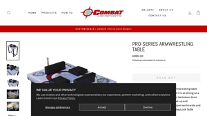 Combat Arm Sports - Pro-Series Armwrestling Table