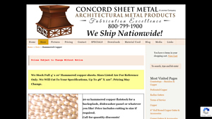 Concord Sheet Metal - Hammered Copper Sheets