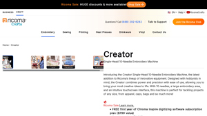 Ricoma - Creator Single-Head 10-Needle Embroidery Machine