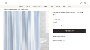 Crane and Canopy - The French Blue Lines Shower Curtain
