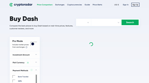 Screenshot of Buy Dash: Compare 12 Best Exchanges (211 Reviews) - Cryptoradar